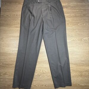 Hickey Freeman Collection Men's Wool Dress Pants Gray Italy Size 36 Pleated EUC